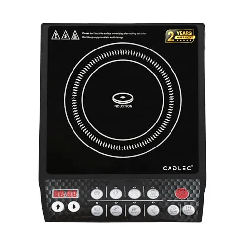 CADLEC CookFusion_5 2000W Induction Cooktop for Home & Kitchen | Powerful Performance, 7 Cooking Modes, LED Display, Auto Shut-Off & Overheat Protection | BIS Approved, 2-Year Warranty | Black