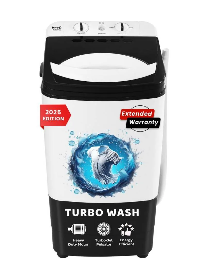InnoQ 8.5 kg | Turbo Wash | Magic Filter | Lint Filter |Bubble Booster | 2025 Edition Washer only Black 85-WASH-WB