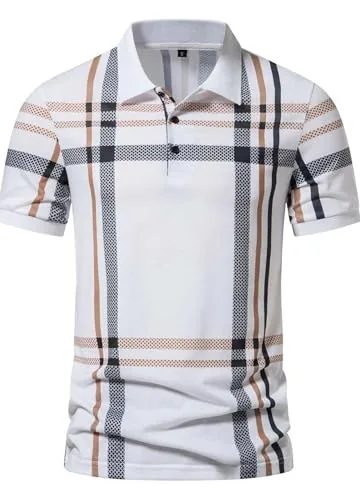 AUSK Mens Cotton Blend Polo Tshirt || Polos Slim Fit T-Shirt || Half Sleeve Printed Tshirt (X-Large, White), XL