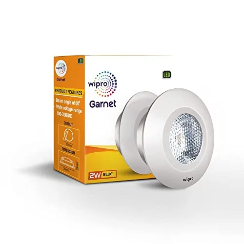 wipro Garnet 2W LED Integrated Spotlight | Blue | Compact Design for Cabinets & Wardrobes | Pack of 1