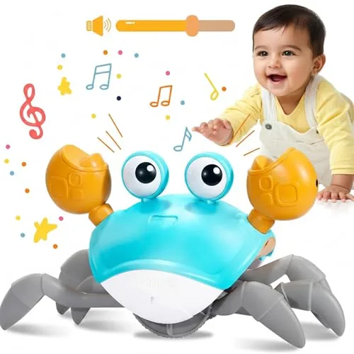 Kidology Crawling Crab Baby Musical Kids Toy with Led Lights & Rechargeable Battery|Interactive Early Learning and Entertainment Toys for Kids Toddlers & Infants,Multicolor