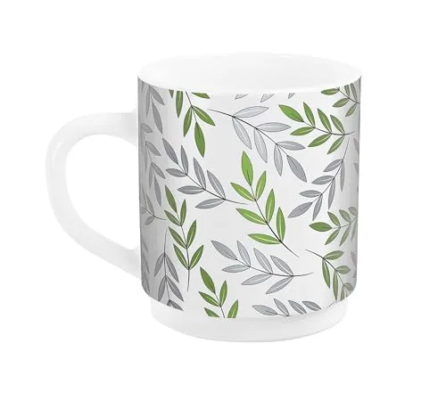CELLO Imperial Premium Roma Green Fall Coffee Mug Set of 1, 300ml, White | Coffee/Milk Mug with Handle | Mug for Tea, Coffee, Cappuccino or hot and Cold Beverages