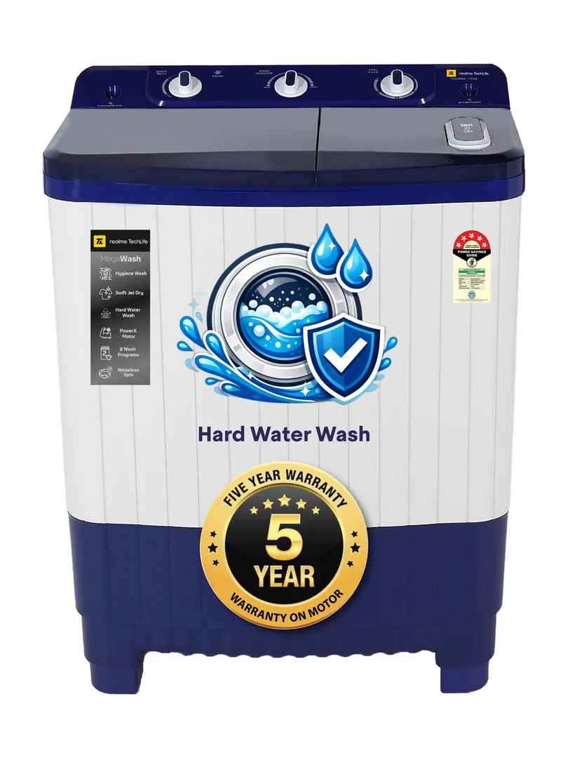 realme TechLife 7.5 kg with Swift Jet Dry Semi Automatic Top Load Washing Machine Blue, White Price in India - Buy realme TechLife 7.5 kg with Swift J