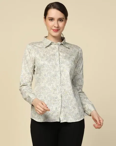 TAHVO Leaf Print Regular Fit Shirt