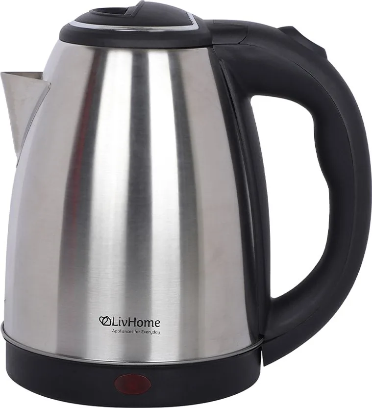 LivHome Quickboil Electric Kettle (1.8 L, Silver Black)