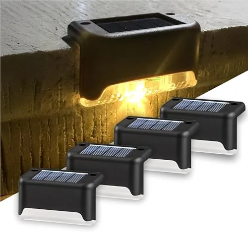 BTAG Solar-Powered Deck Light – IP65 Waterproof LED Step, Stair, Fence & Railing Light with Wide-Angle Illumination, Rechargeable Outdoor Lighting for Yard, Patio & Pathway.Pack of 4