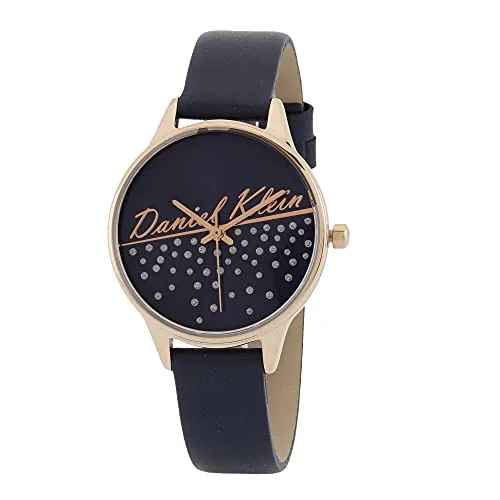 Daniel Klein Leather Analog Blue Dial Women's Watch-DK.1.12776-5