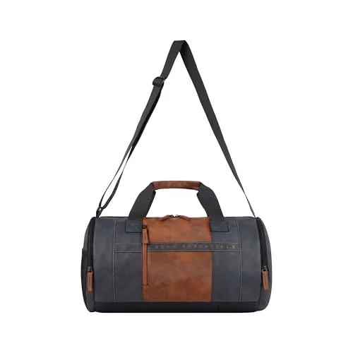 Gear Clubsport 3 9"/33L Faux Leather Large Water Resistant Duffle Bag/Travel Bag/Gym Bag for Men & Women(Navy-Tan)