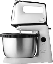 SHARP Stand Mixer EM-S34N-W (300W), 5-Speed, Turbo Mode, 3.4L SS Bowl, Multiple Hooks for Whisking and Dough Making