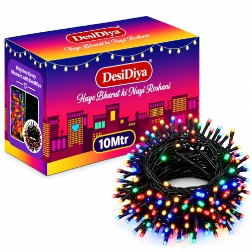 Desidiya ® Plastic 10 Meter LED Decorative String Fairy Rice Lights for Home Decoration Indoor and Outdoor Decoration Lights, Festival, Party, Garden, Wedding (Multicolor)(Pack of 1)