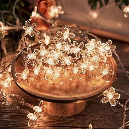 One94Store 14 LED, 3 Meter Silicone Flower Fairy String Lights – Warm White Decorative Series Lights for Home, Festival, Wedding, Party & Room Decoration | Plug-in Fairy Lights (Pack of 1)