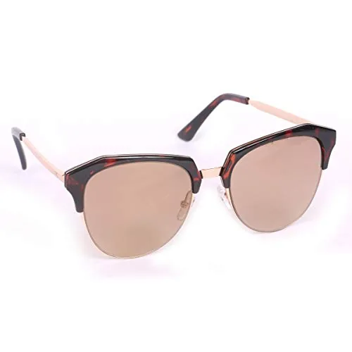FCUK Mirrored Cat Eye Women's Sunglasses - (FC 7405 C2 58 S|58|Brown Color Lens)