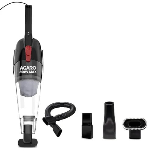 AGARO Regal 800 Watts Handheld Vacuum Cleaner, for Home Use, Dry Vacuuming, 6.5 kPa Suction Power, Lightweight, Lightweight & Durable Body, Small/Mini Size (Black)