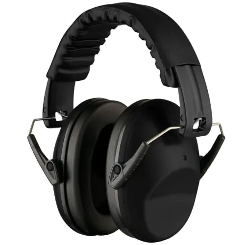 The AutoStory BDS Safety Ear Muffs – Premium Noise Reduction Headphones NRR 20dB SNR 26dB, Adjustable & Foldable Hearing Protection for Kids & Adults, Shooting, Studying, Autism, Travel (Full Black)