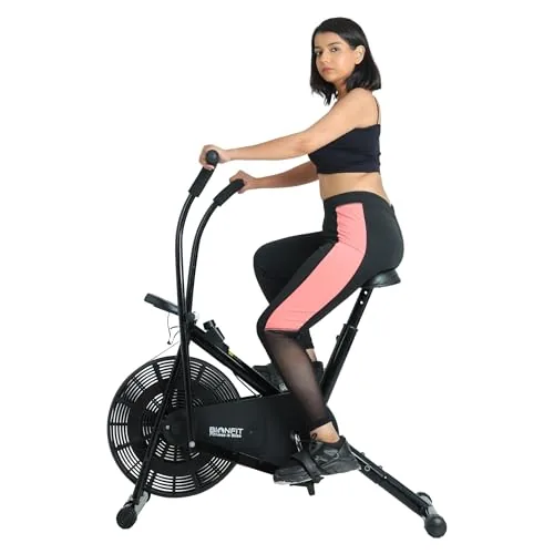 BIONFIT Air Bike for Home Gym | Stationary Indoor Exercise Cycle for Men, Women, and Cardio Workout & Fitness, Max Weight: 120 Kg | For Free Installation, Contact Bionfit Customer Care