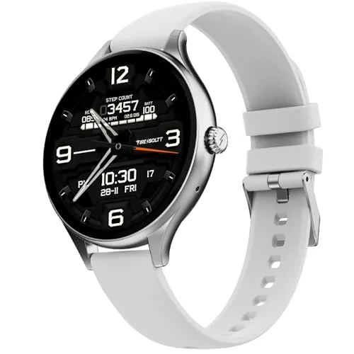 Fire-Boltt Phoenix Air Smart Watch 1.26” Round Display, Rotating Button, Wireless Charging, Ultra Lightweight Metal Body, Bluetooth Calling, Smartwatch with Silicone & Mesh Steel Straps Cloud White