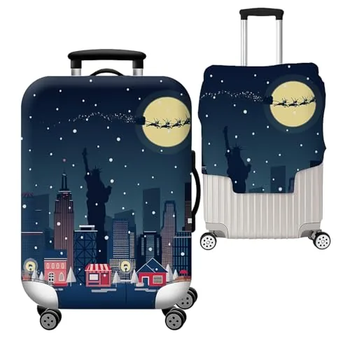 Handcuffs Luggage Cover Trolley Travel Covers, Washable Dust Proof Anti-Scratch Suitcase Protector (Newyork-Night, XL (31"-32"))