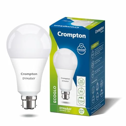 Crompton 20 W Standard B22 LED Bulb (White) | 2100 lumens; standard B22 fit; energy efficient; white light; for living rooms and kitchens