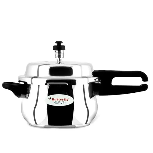 Butterfly Curve 3 Litres Stainless Steel Outer Lid Pressure Cooker | TRIPLY Base | Induction & Gas Stove Compatible | Triple Safety | ISI Certified | 5 Years Manufacturer's Warranty