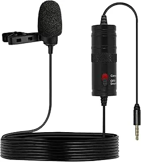 Amazon Basics Metal Condenser Microphone with 6M Cable | Auxiliary Compatible with Smartphones, Cameras, Pcs, and Laptops | Built-in Noise Reduction (