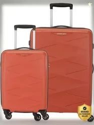 Kamiliant by American Tourister Hard Body Set of 2 Luggage 4 Wheels - (Small 55 Cm | Medium 68 Cm)Combination Lock - Triprism - Brown