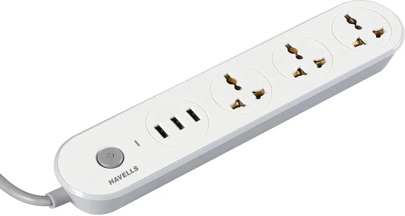 HAVELLS USB Star 5  Socket Extension Boards (White, Grey, 1.5 m)