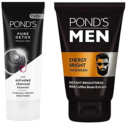 POND'S Pure Detox Face Wash 200 g & POND'S Men's Energy Bright Face Wash Coffee Beans Bright Skin, 100g