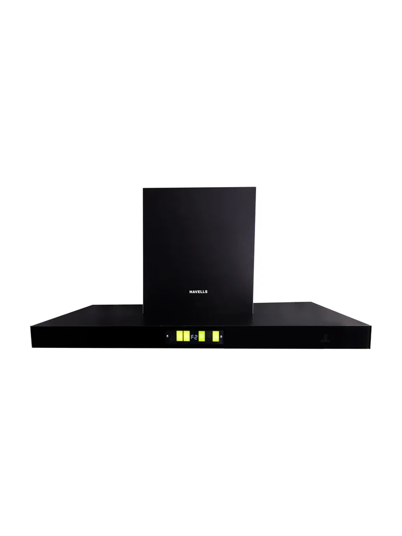 HAVELLS Mirak BLDC 60cm T Shape Glass Kitchen Chimney 1600 CMH 53 cm Auto Clean Chimney Wall Mounted, Black