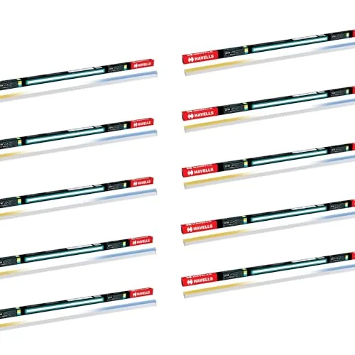 Havells 20W 3 in 1 LED Batten Tubelight|Energy Efficient|Three Color Temperatures(Warm White,Neutral White,Cool White)|Upto 4KV Surge Protection|Made in India | (Triyca)|Pack of 10