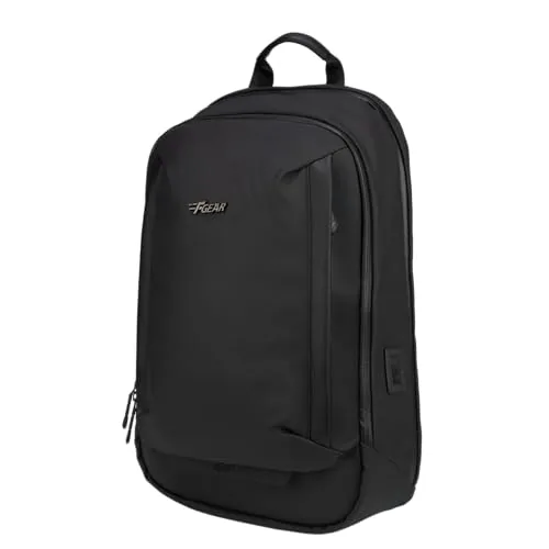 F Gear Capri Black 20L Tech Laptop Backpack, USB & Type-C, 180 Wide Open