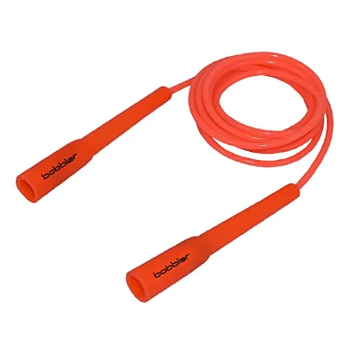 Babbler BS-300 Orange Skipping Rope With 5mm Coloured Rope With Rope Adjuster and Slim Handle Long Size For Easy Grip (Tin Box Packing), Pack of 1 Piece Fitness Jump Rope