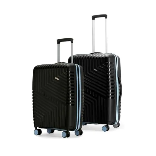 LAttitude By Provogue Core Set of 2 Trolley Bags Cabin + Medium Polypropylene Hard Suitcase, 8 Spinner Wheels, Recessed Number Lock, Lightweight Luggage for Men & Women Midnight Black/Arctic Blue