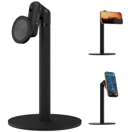 ZEBRONICS MS500 Magnetic Mobile Stand, 360° Rotation, Powerful N52 Neodymium Magnet, MagSafe Compatible, Height Adjustable, Up to 24.63 cm Screen, Metal Ring Included for Non-MagSafe Devices