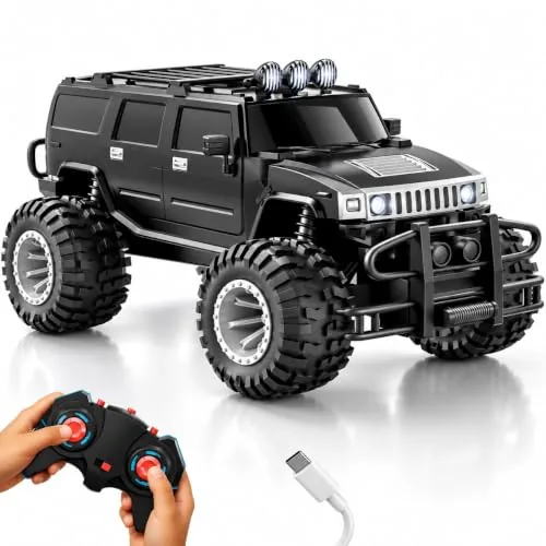 Lifelong Beast Off Roader Remote Control Car Toy for Kids, 2.4GHz High-Speed Monster Truck SUV, LED Headlights, Type-C Rechargeable, Anti-Skid Tyres, 120Ft Range (LLCORC01) (Black)