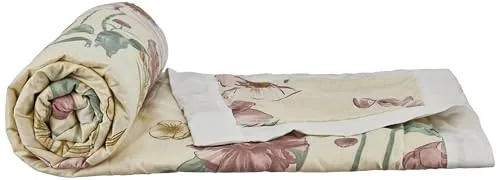 Amazon Brand - Solimo Double Microfiber Quilt|100% Microfiber Exterior|120 GSM|for Mild Winters and Ac Rooms (Brown Foliage)