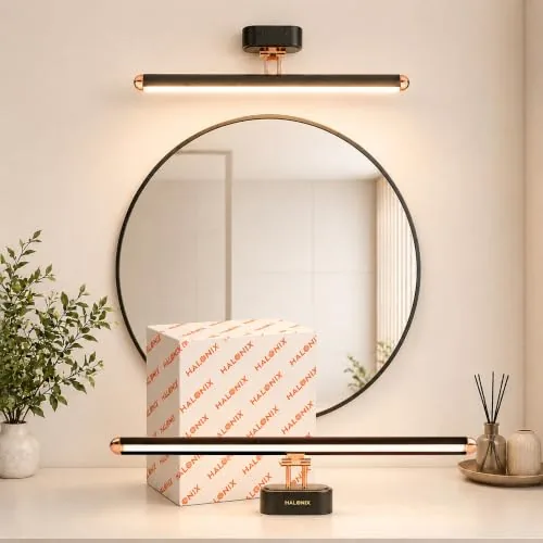 Halonix Signia 12W 3-in-1 Color Changing Mirror Light/Picture Light | Adjustable Color (Warm White, Natural White & Cool White) | Vanity Light | Decorative Mirror Light for Bathroom, Dressing Area |