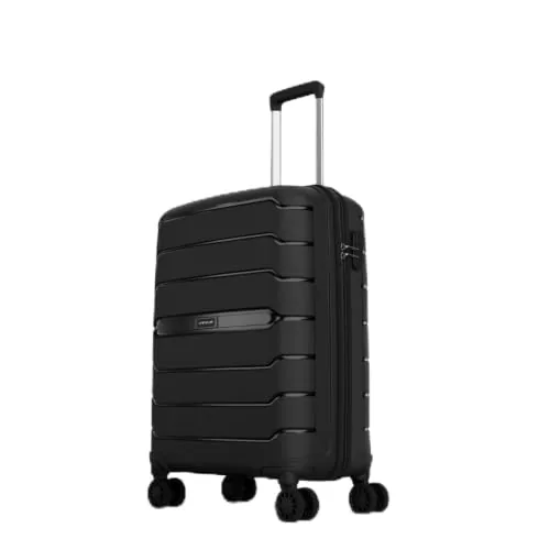 Aristocrat Liberty 8-Wheel Cabin Size Hard Case Trolley Bag, Jet Black | Durable Polypropylene Case, Lightweight, Combination Lock, Sturdy Zipper, Compact Travel Luggage, 3-Year Global Warranty
