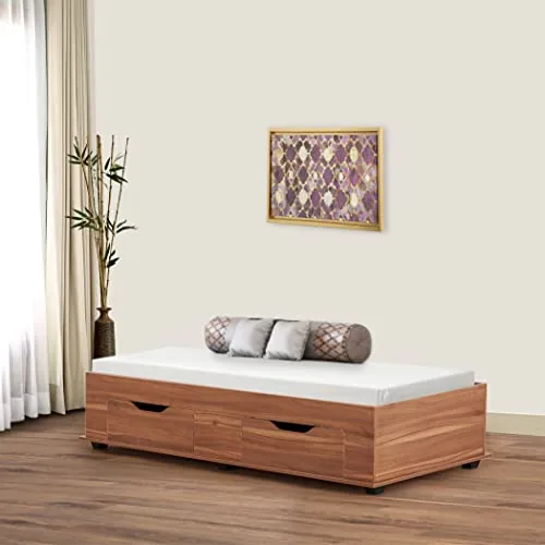Home Centre | Helios Lewis Diwan Single Bed | Engineered Wood | Brown | 1 Year Warranty