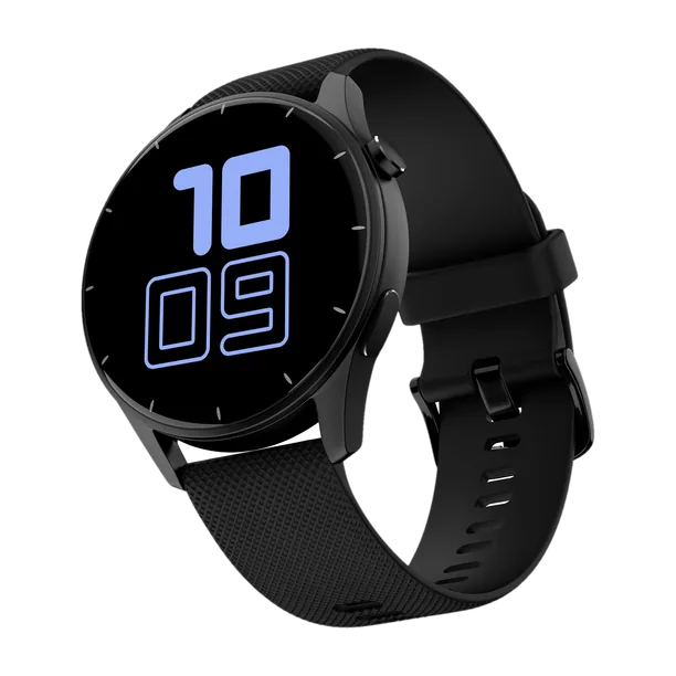 Noise Crew 1.38 Round Display with Bluetooth Calling, Metallic finish, IP68 Rating Smartwatch Jet Black Strap, Regular
