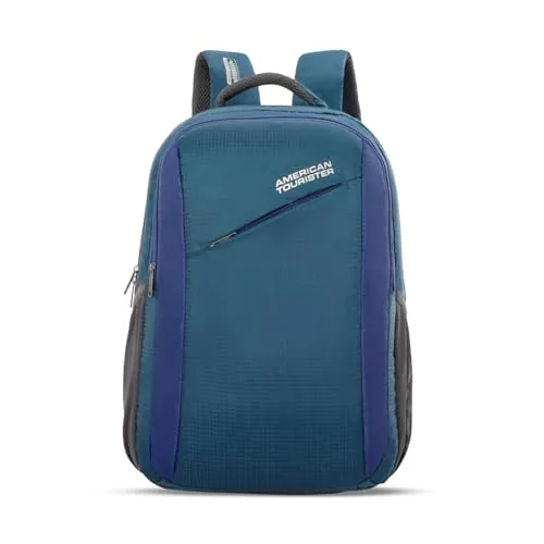 American Tourister Martt+ 02 | 30L Backpack | 17" Laptop Bag | 3.5 Compartments | Office & College Backpack for Men and Women | Rain Cover Included | Navy | 1 Year Global Warranty