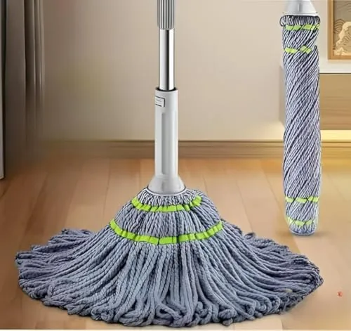 Microfiber Twist Mop with Telescopic Stainless Steel Rod for Office Floors