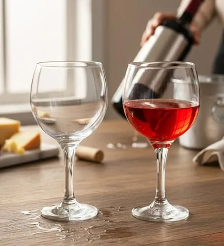 Table & Tale Barone 490 ml Wine Glass Set of 4 from Brazil | Crystal Red & White Wine Glasses for Home, Bar, Parties | Elegant Stemware for Cabernet, Pinot Noir, Chardonnay & More