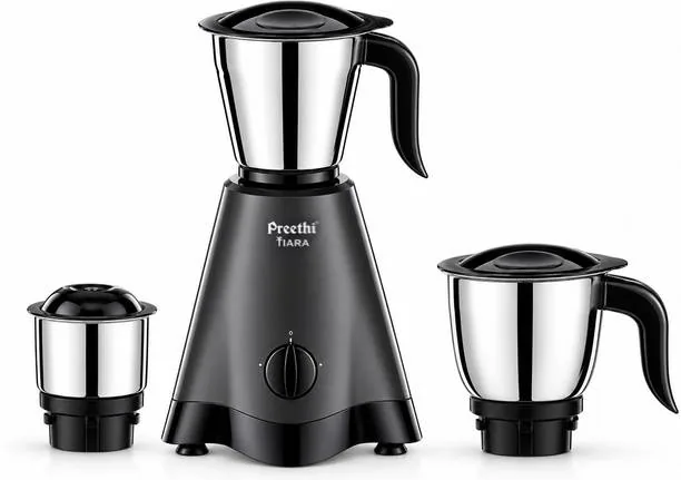 Preethi Tiara 500 W Mixer Grinder Tiara MG 275 | 3 Jars | Powerful Grinding for Chutney, Masala & Batter | Grey