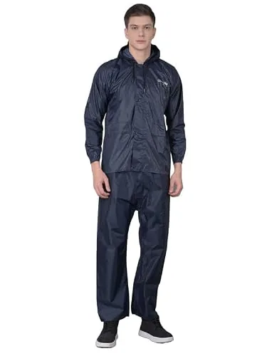 Dollar Men's Waterproof Raincoat Set | Hood & Pocket | Full Sleeve Jacket Pant Rainwear Suit | Lightweight Leakproof Rain Protection for Outdoor, Biking, Riding