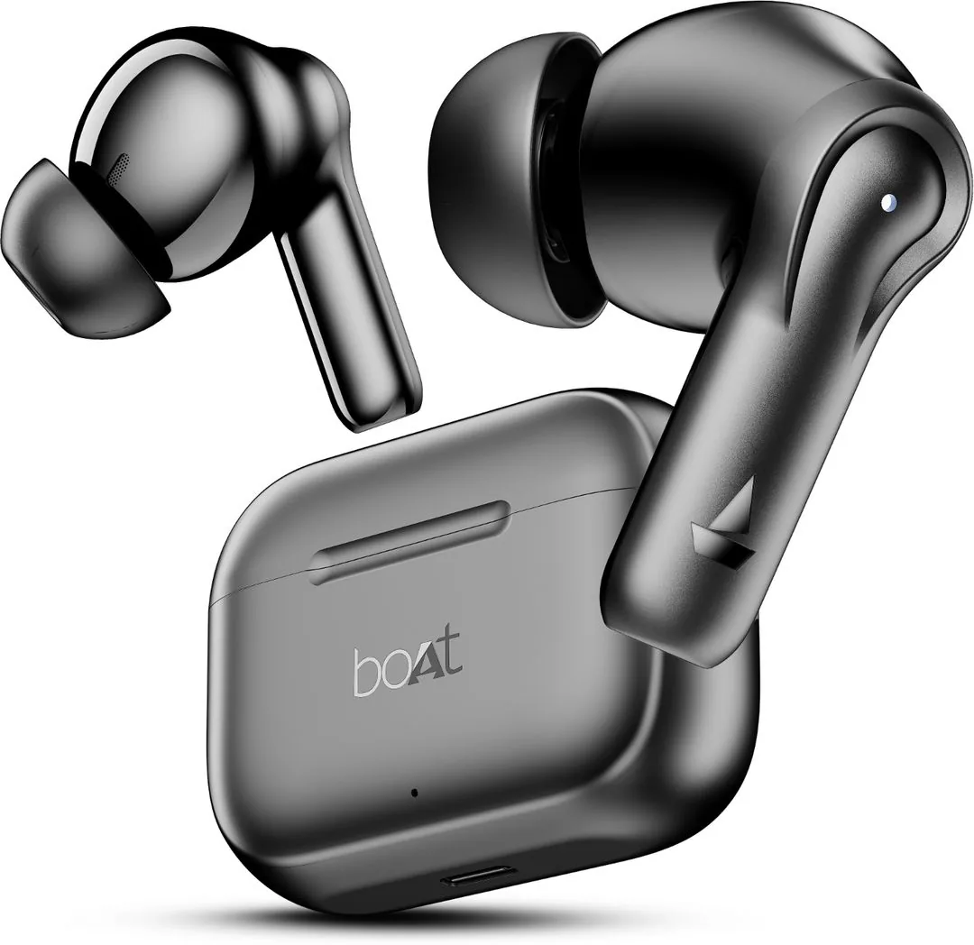 boAt Airdopes 161, Adv 4Mic ENx, 50H Battery,Fast Charge,13mm Driver, Metallic Finish Bluetooth Headset Carbon Black, True Wireless