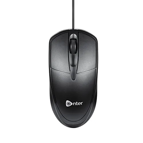 Enter Slider Wired Mouse with 1000 DPI Optical Sensor, USB Plug-and -Play,ambidextrous Design, Built-in Scrolling and 3 Handy Buttons. 1-Years Warranty (Black)