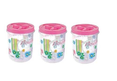 Aristo Store Queen333 Plastic Storage Container- 800 Ml (3 Pcs Set, 11.1(D) X 12.8 Cm) - Multicolor