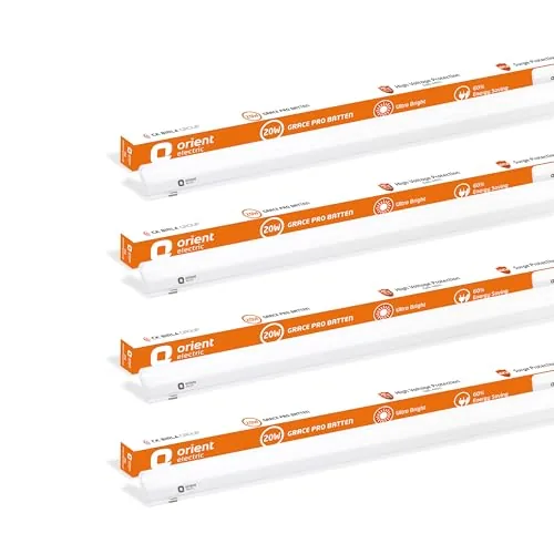 Orient Electric Grace Pro 20W LED Batten| 2000 lumens Bright Light Output| LED tubelight for Home| Sleek & Stylish Design| Non-breakable Polycarbonate housing | Pack of 4