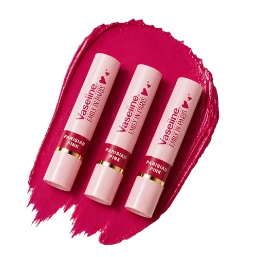 Vaseline Parisian Pink Emily in Paris Limited Edition Pink Tinted Lip Balm Stick 3g (Pack of 3)