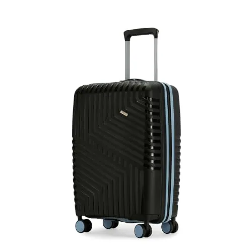 LAttitude By Provogue Core Cabin Suitcase 55cm 20 inch Polypropylene Hard Trolley Bag, 8 Spinner Wheels, Recessed Number Lock, Lightweight Carry-On Luggage for Men & Women Midnight Black/Arctic Blue